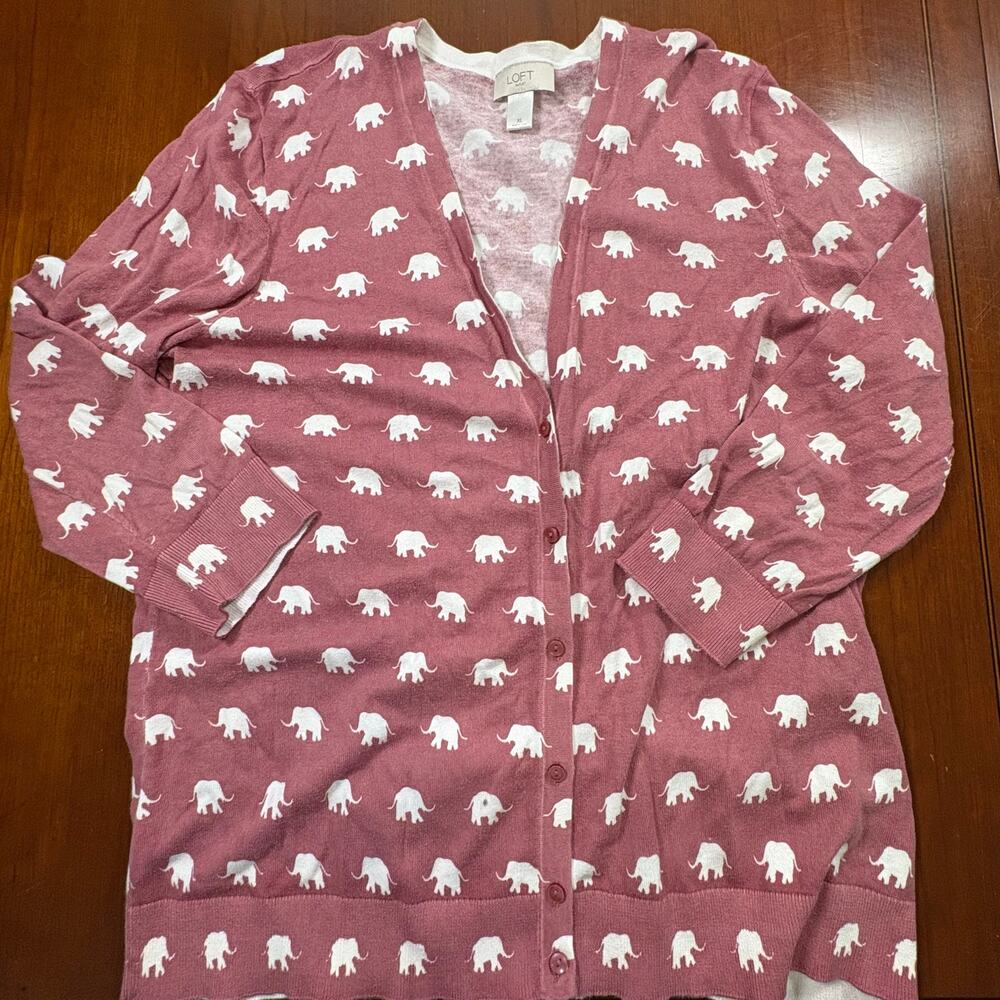 Loft Pink Elephant Cardigan Size XL